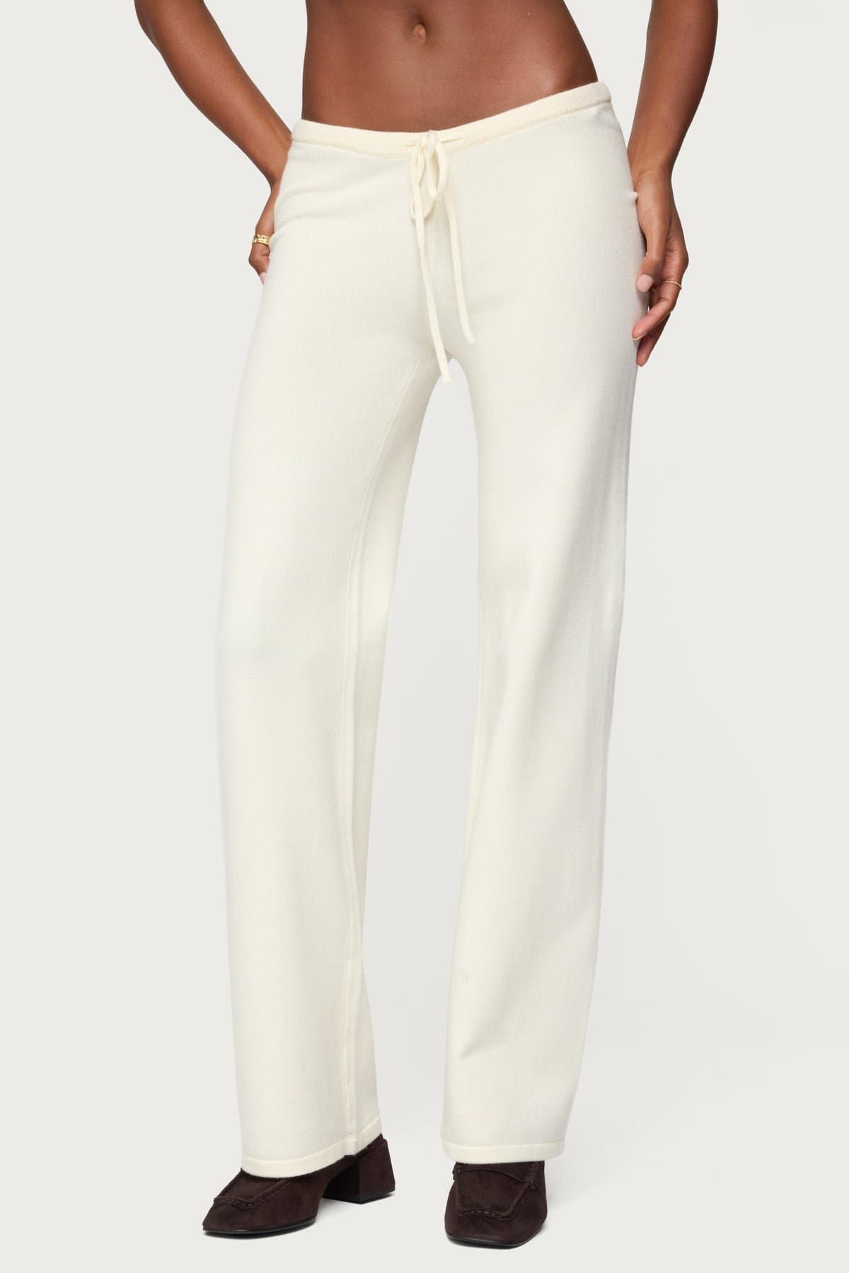 Montanna Knit Pants - Adjustable Tie Waist, Acrylic Fabric, Size S Inseam 32.1"