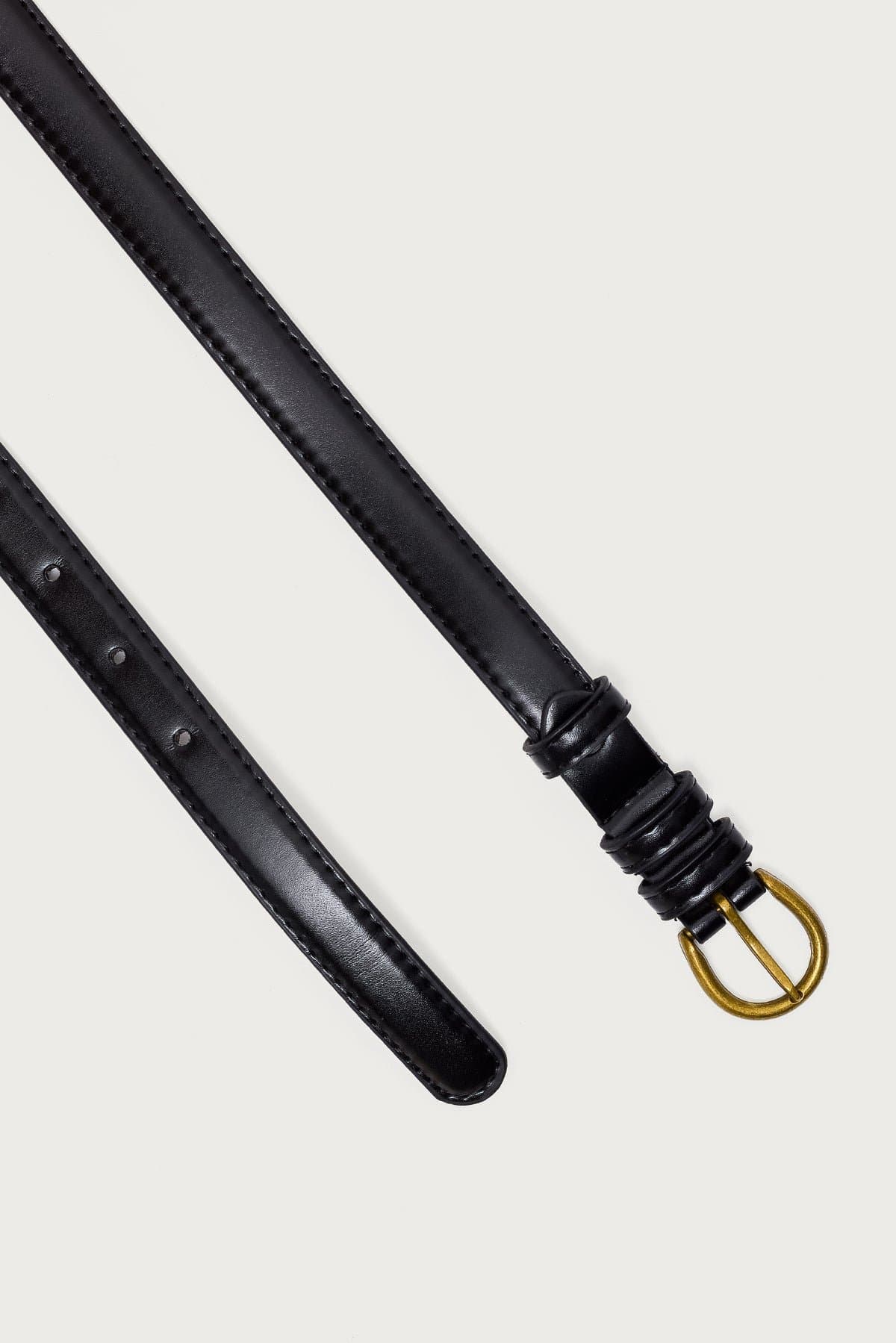 Goldey Faux Leather Belt with Gold Tone Metal Buckle 43.7 Inch Length