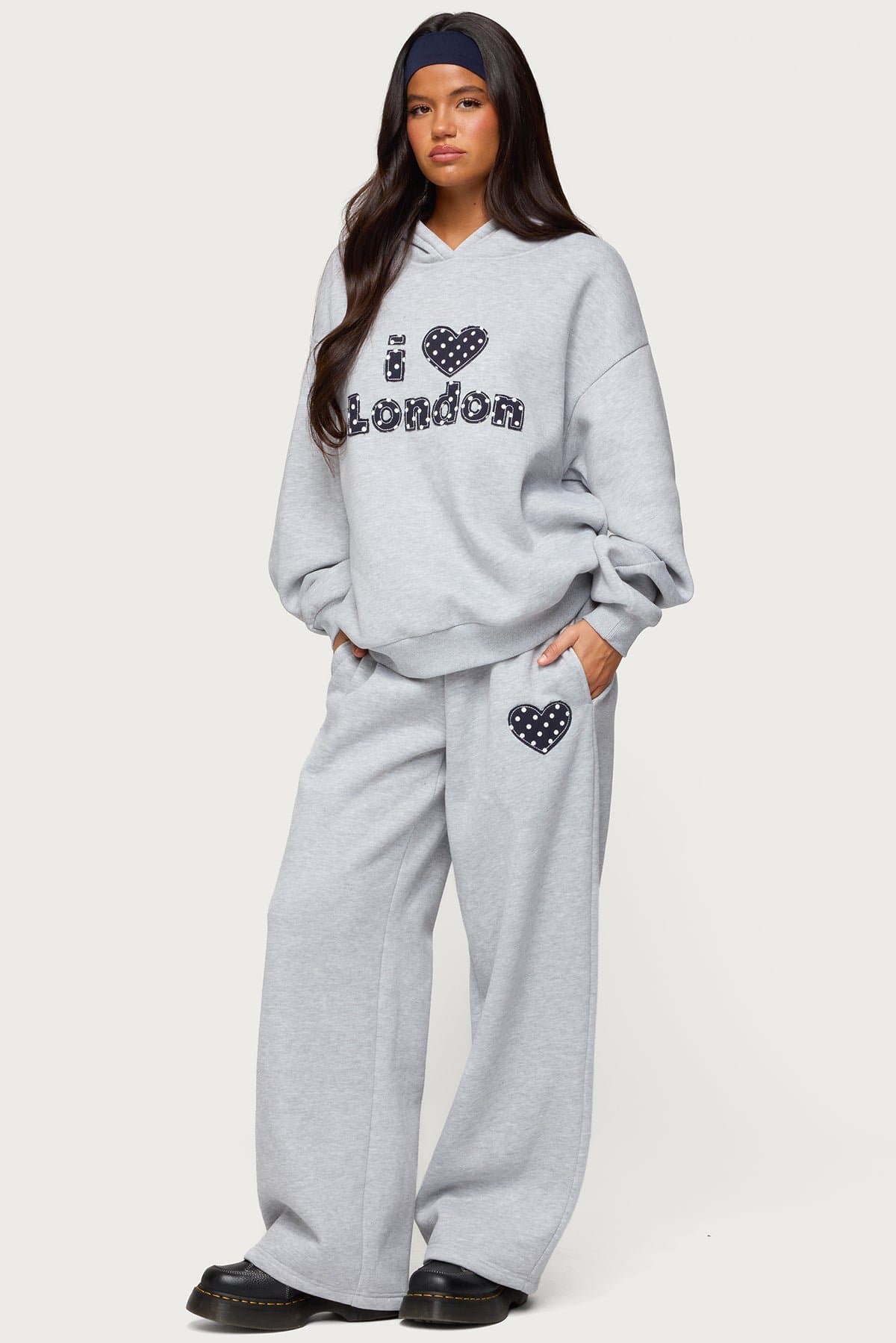 I Heart London Polka Dot Heart Patch Sweatpants - Polyester Cotton