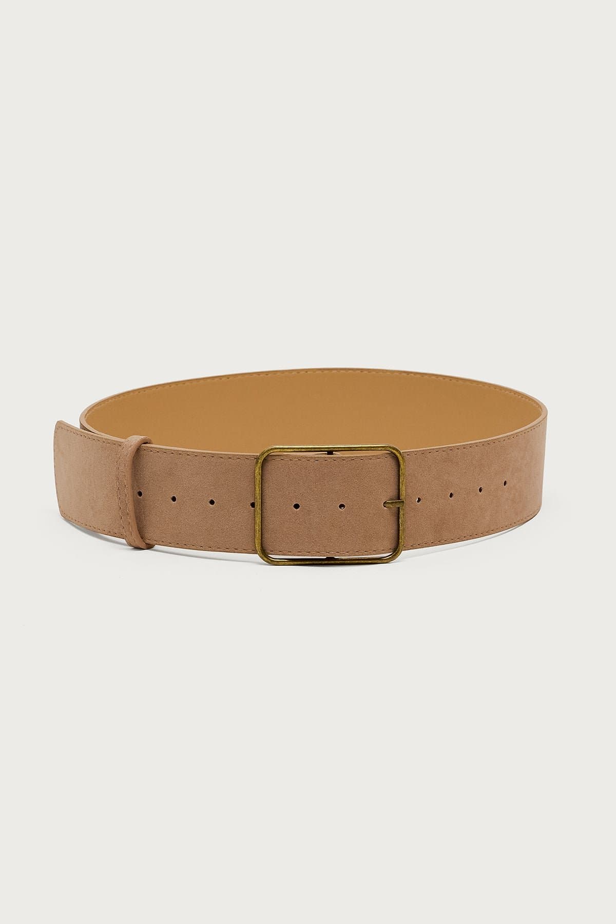 Chunky Faux Suede Belt - Polyurethane 42.5 Inch Length