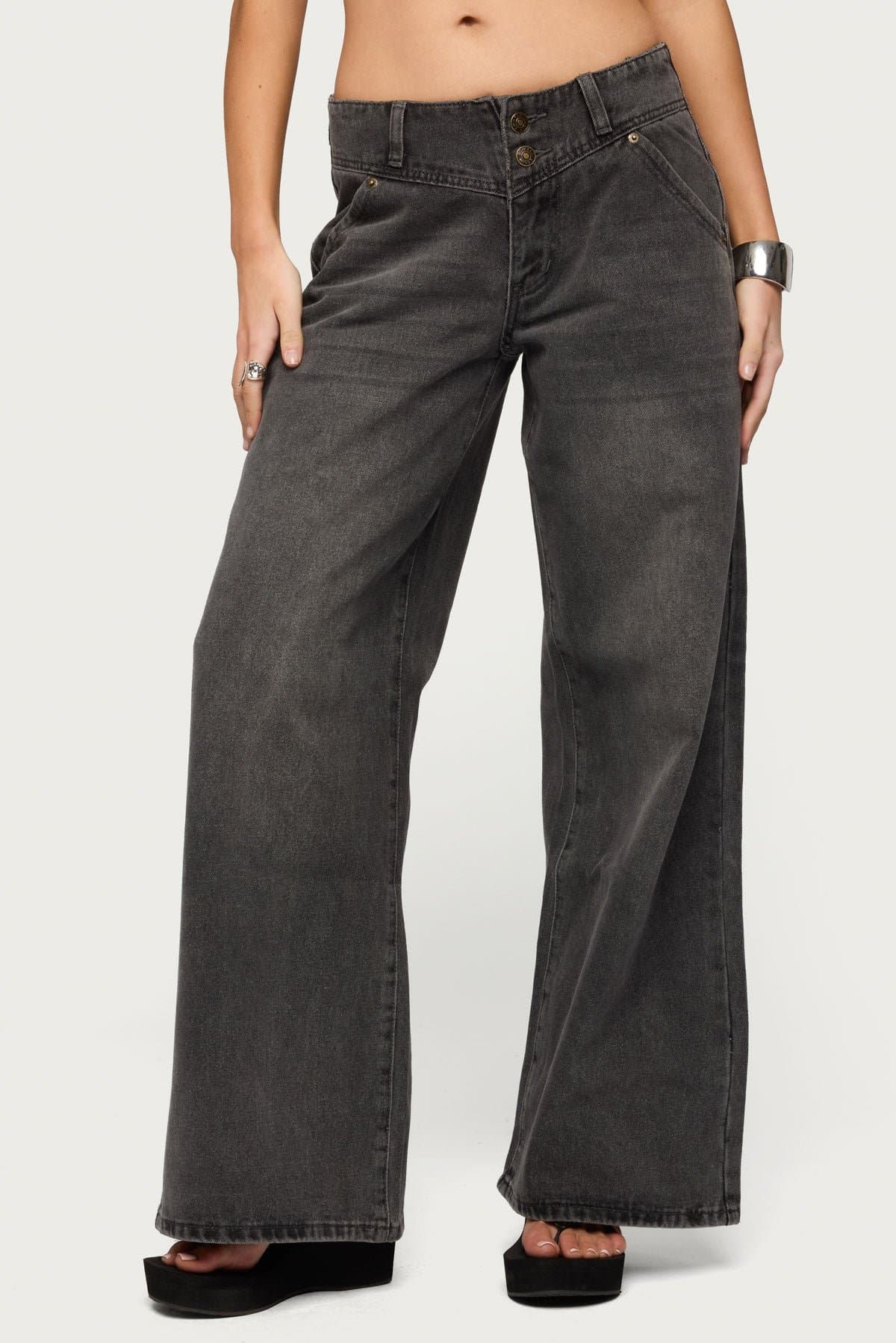 Meredith Low Rise Wide Leg Jeans in Rigid 100% Cotton Denim