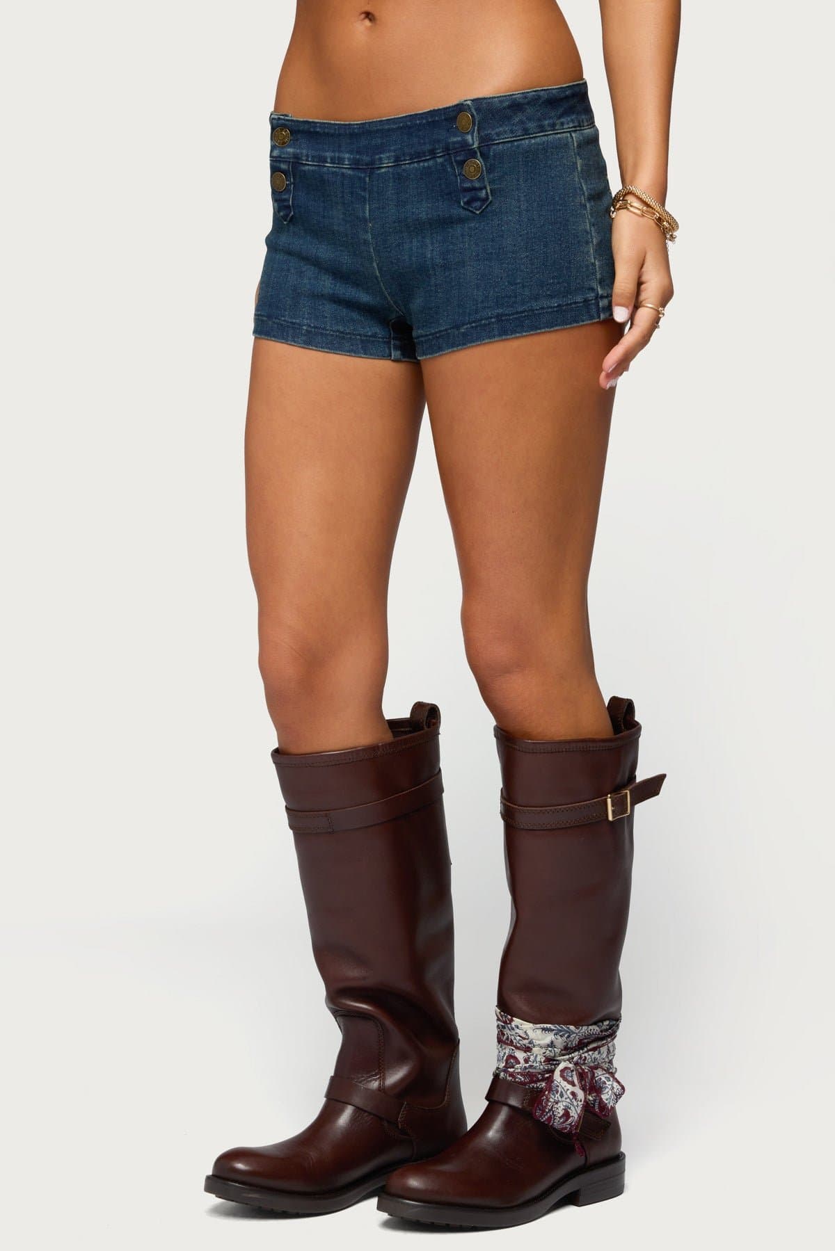 Sashe Stretchy Denim Shorts - Cotton Polyester Spandex, Size S Inseam 2in