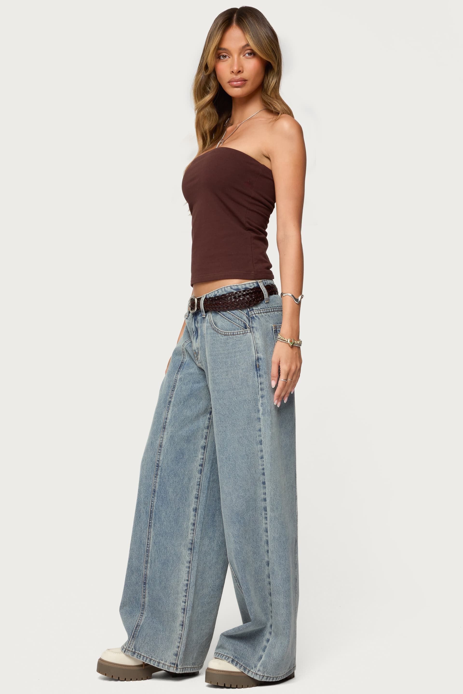 Built In Bra Tube Top Cotton Spandex Strapless Crop Top