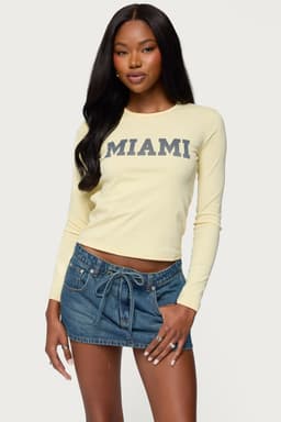 Miami Girl Long Sleeve T-Shirt - Cotton Spandex Graphic Tee