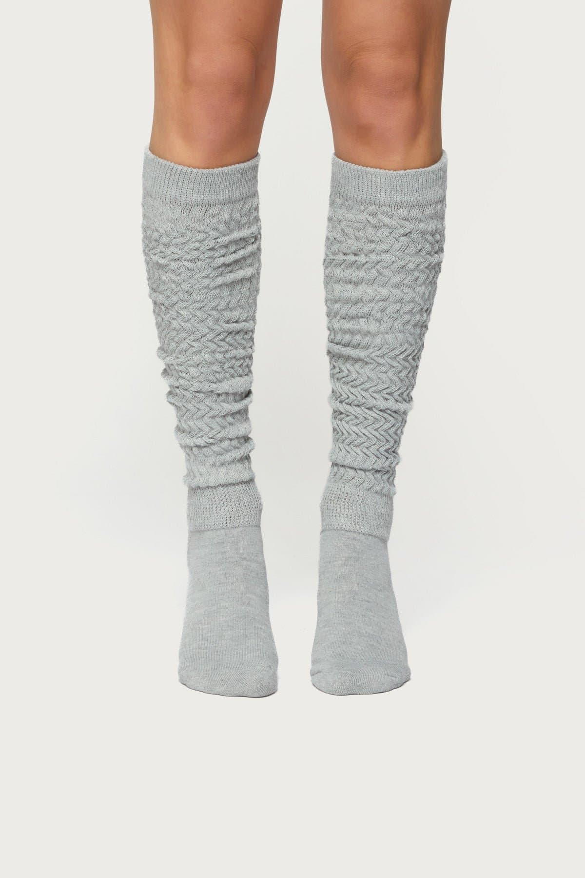 Knee High Scrunch Socks - Ribbed Knit Polyester Acrylic 29.5 Inch Length