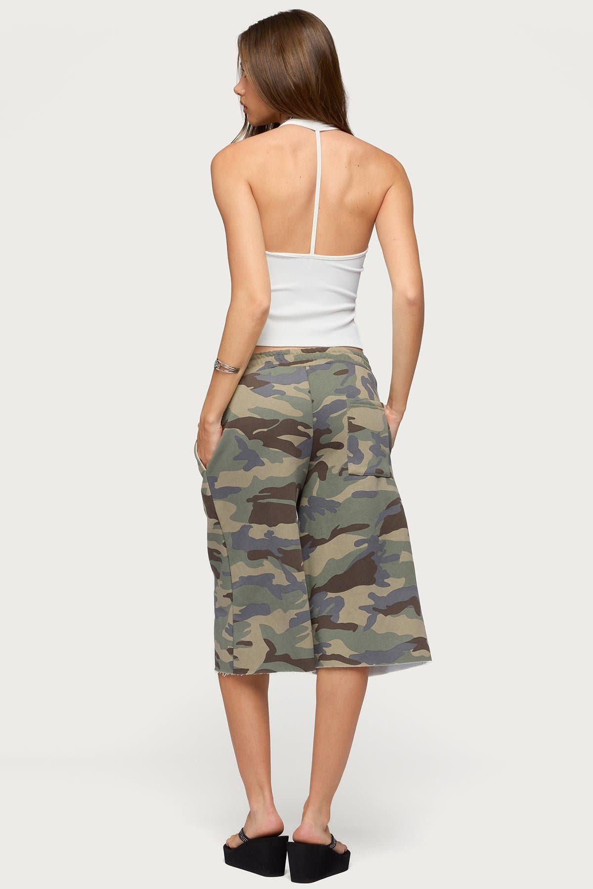 Kristene Ribbed Halter Top - Nylon Spandex Scoop Neck Back Strap Detail