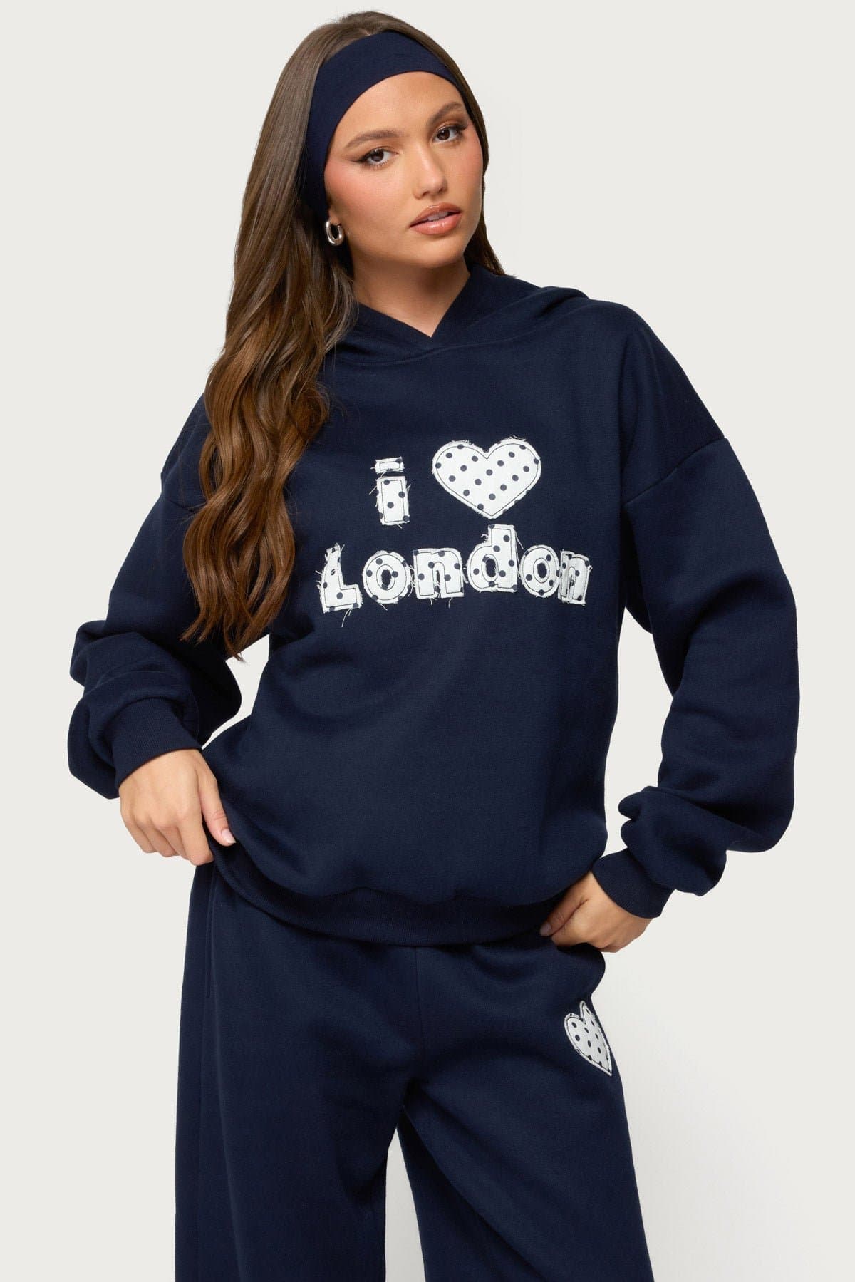 I Heart London Oversized Hoodie - Polyester Cotton Graphic Print
