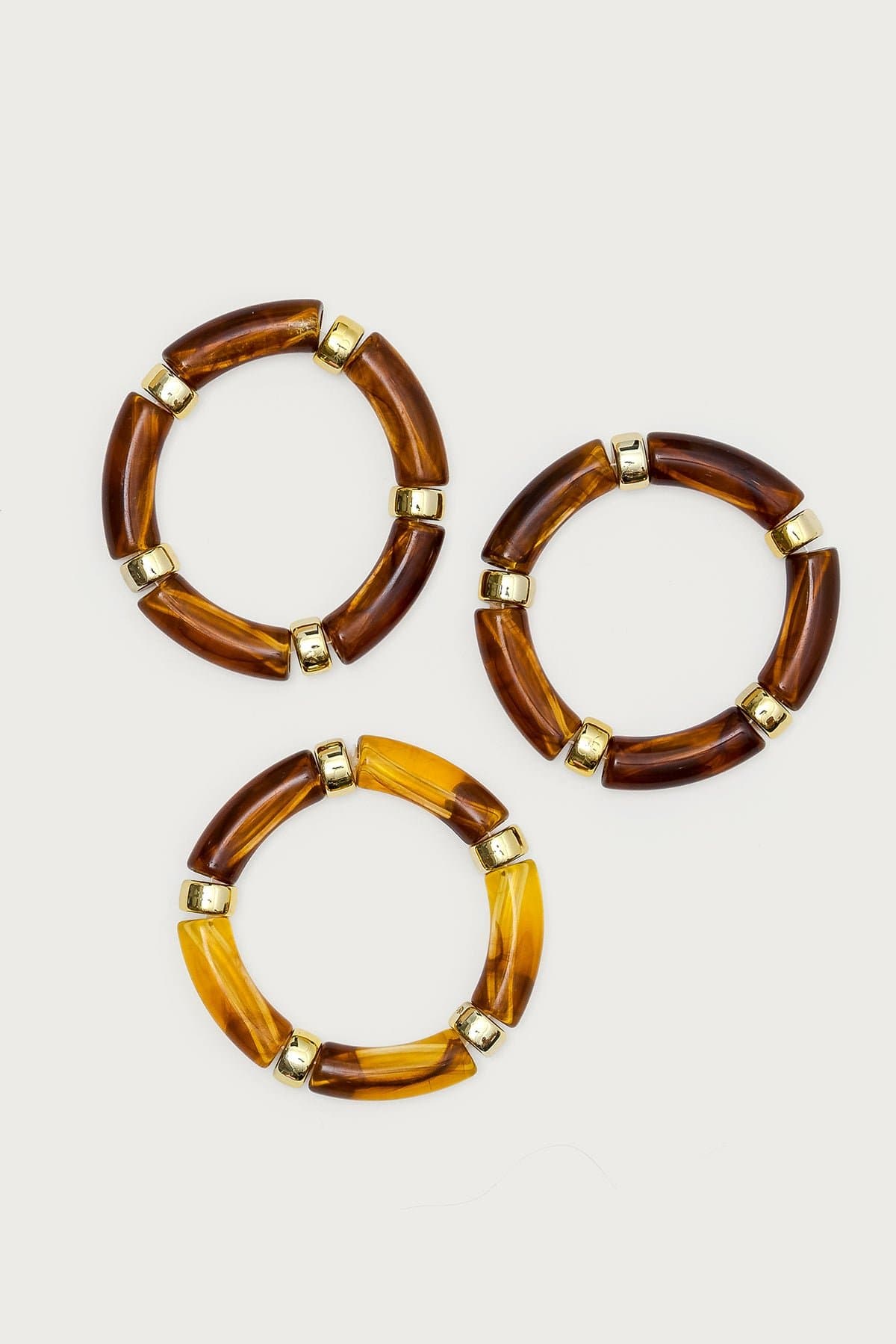 Tortoise Bracelet Pack Set with Gold Tone Detailing, Plastic, 3 Inch Length