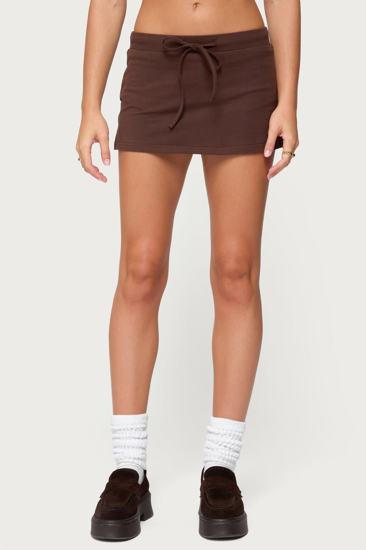 Bayside Slitted Micro Skort - Adjustable Tie Waist, Cotton Spandex, Side Slit