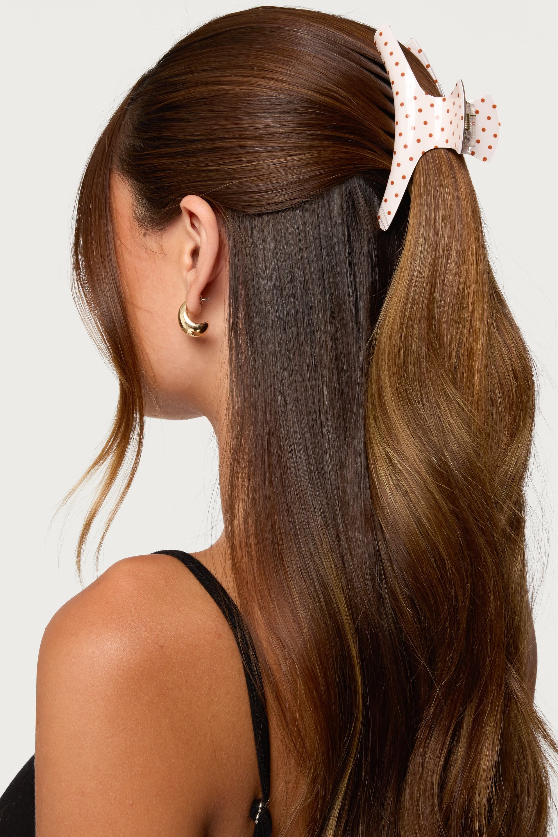 Polka Dot Print Acrylic Claw Clip Hair Accessory 4.3 Inch Length