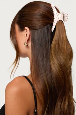 Polka Dot Print Acrylic Claw Clip Hair Accessory 4.3 Inch Length