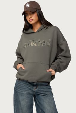 Camo Cutie Edikted Oversized Hoodie - Camo Graphic Polyester Cotton
