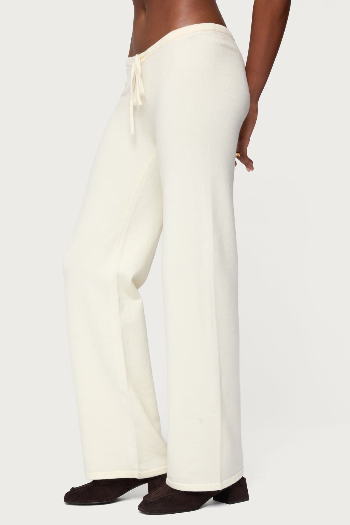 Montanna Knit Pants - Adjustable Tie Waist, Acrylic Fabric, Size S Inseam 32.1"