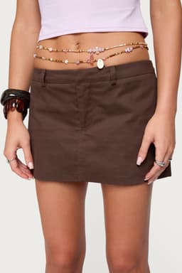 Coastal Belly Chain Pack - Silver Tone Metal Bead & Charm Detailing, 37.4-37.7 Inch Length