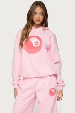 Lucky 8 Oversized Hoodie - Polyester Cotton Graphic Print Unisex Fit