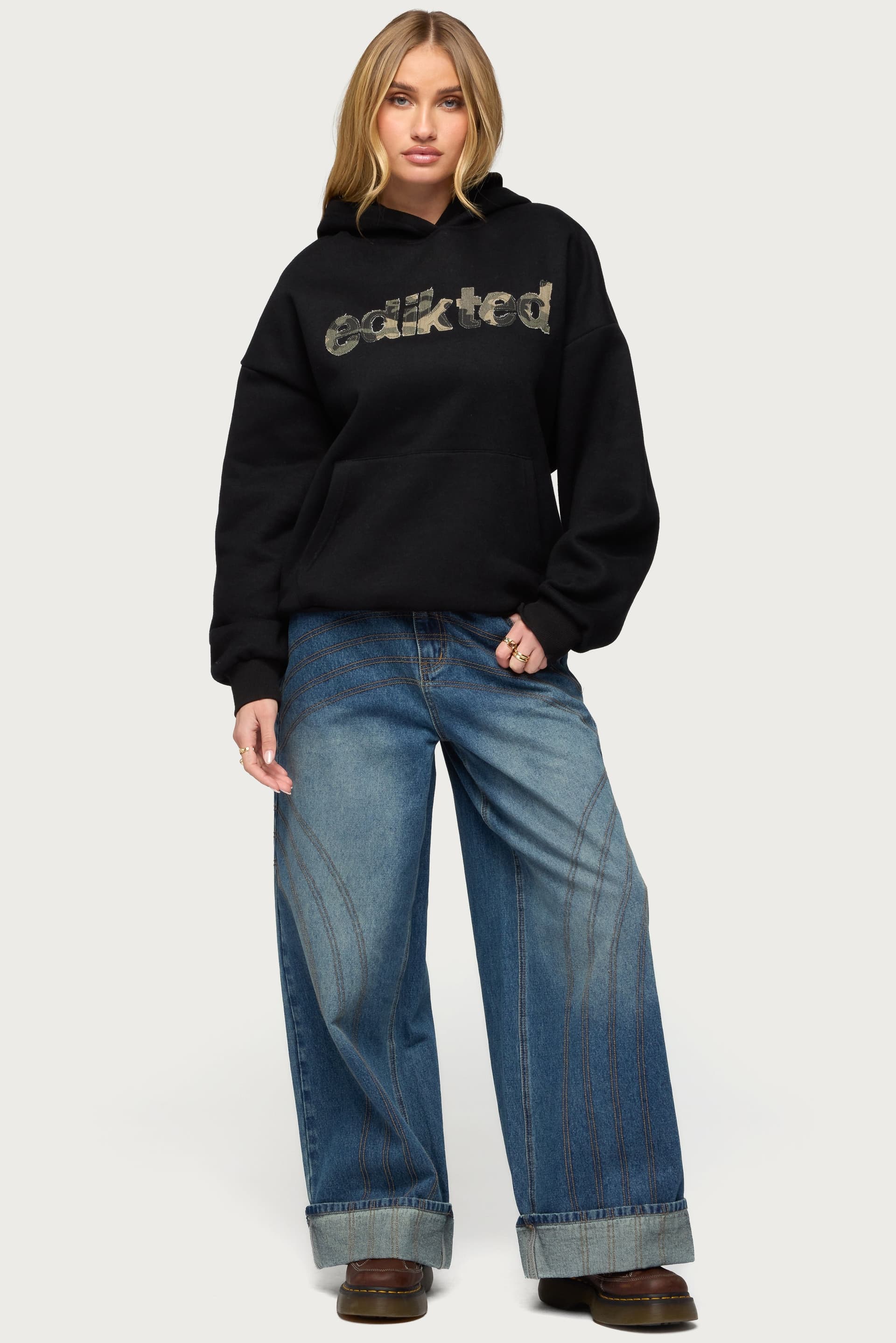 Camo Cutie Edikted Oversized Hoodie - Camo Graphic Polyester Cotton Blend