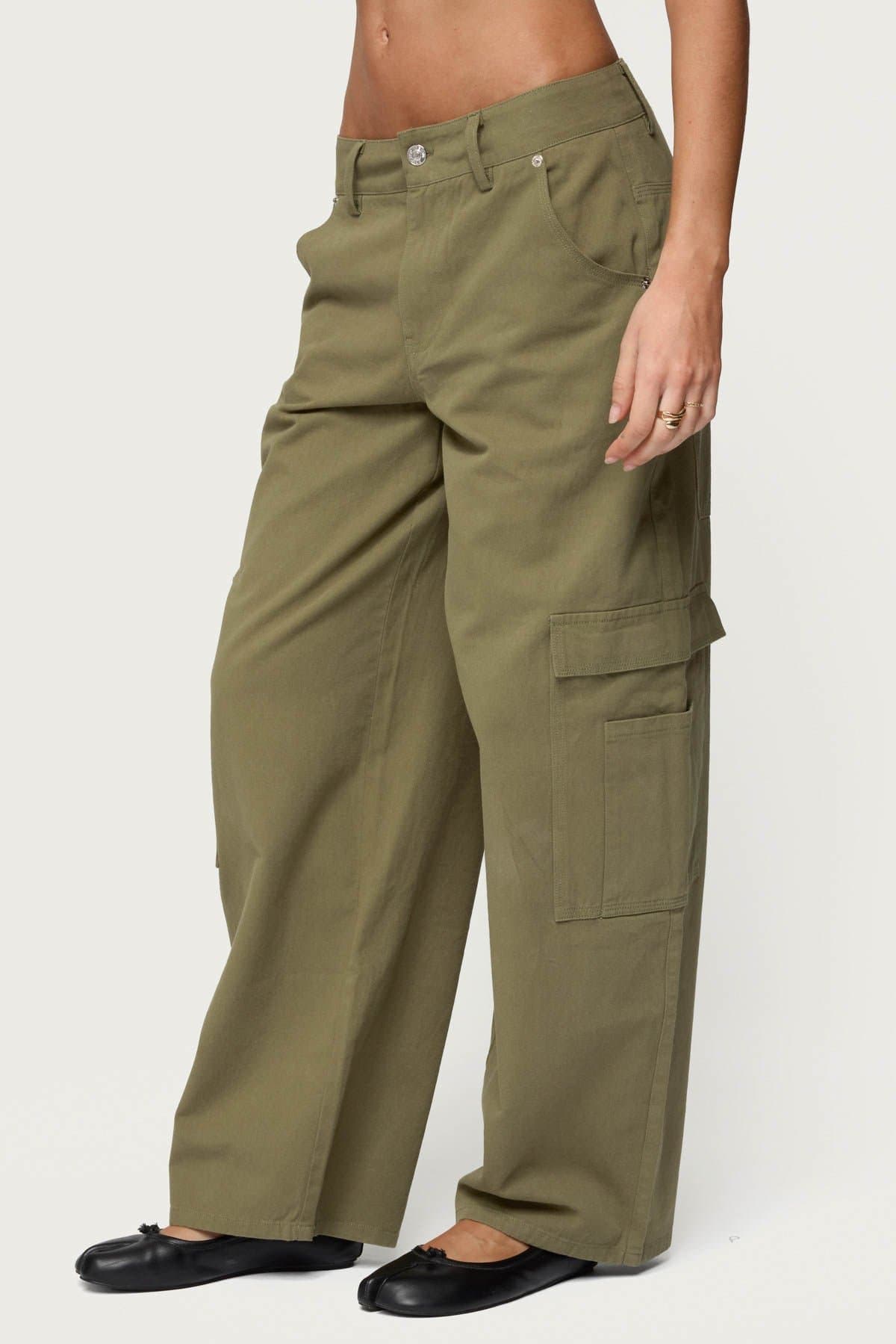 Jadah Low Rise Baggy Cargo Pants - 100% Cotton, Size S Inseam 30.5in