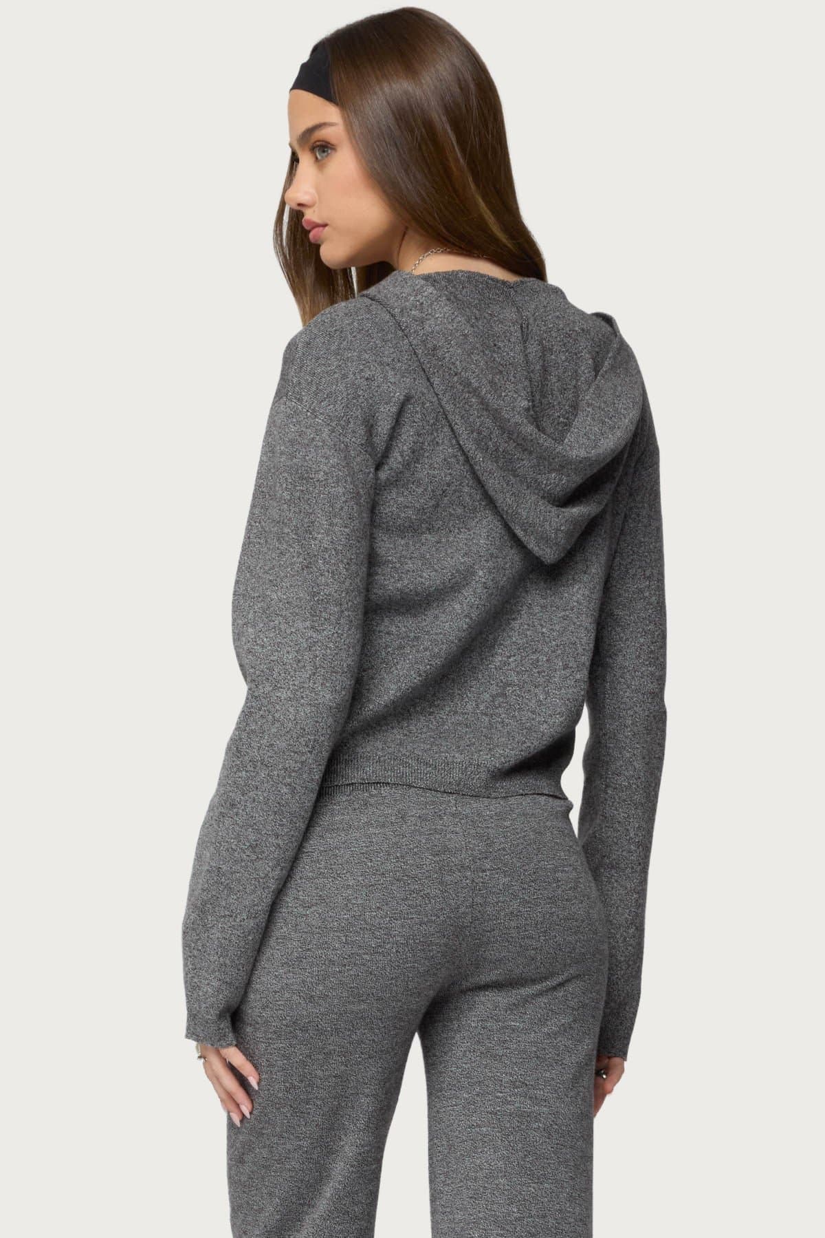 Ayah Knit Zip Up Hoodie - Acrylic Polyester Nylon Embroidered Graphic