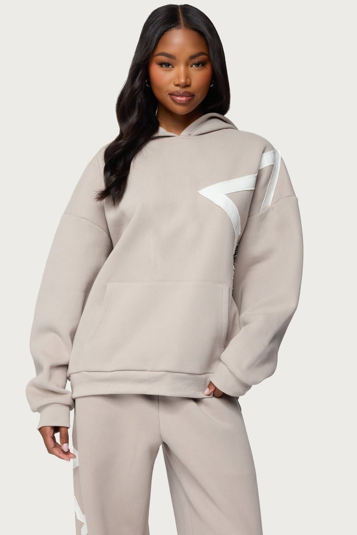 Starly Oversized Hoodie - Polyester Cotton Blend with Large Star Patch