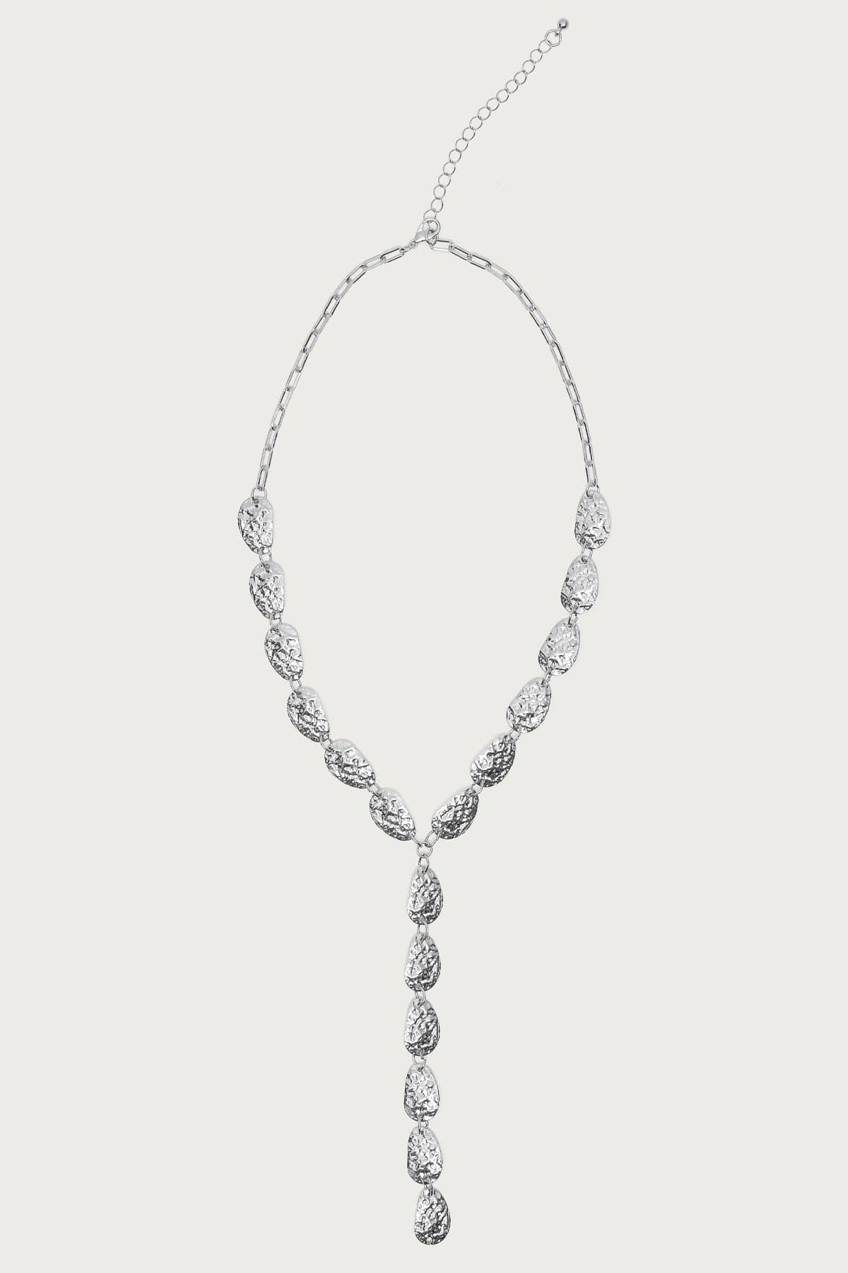 Cascading Pendant Necklace - Silver Tone Metal 17.7 Inch Length