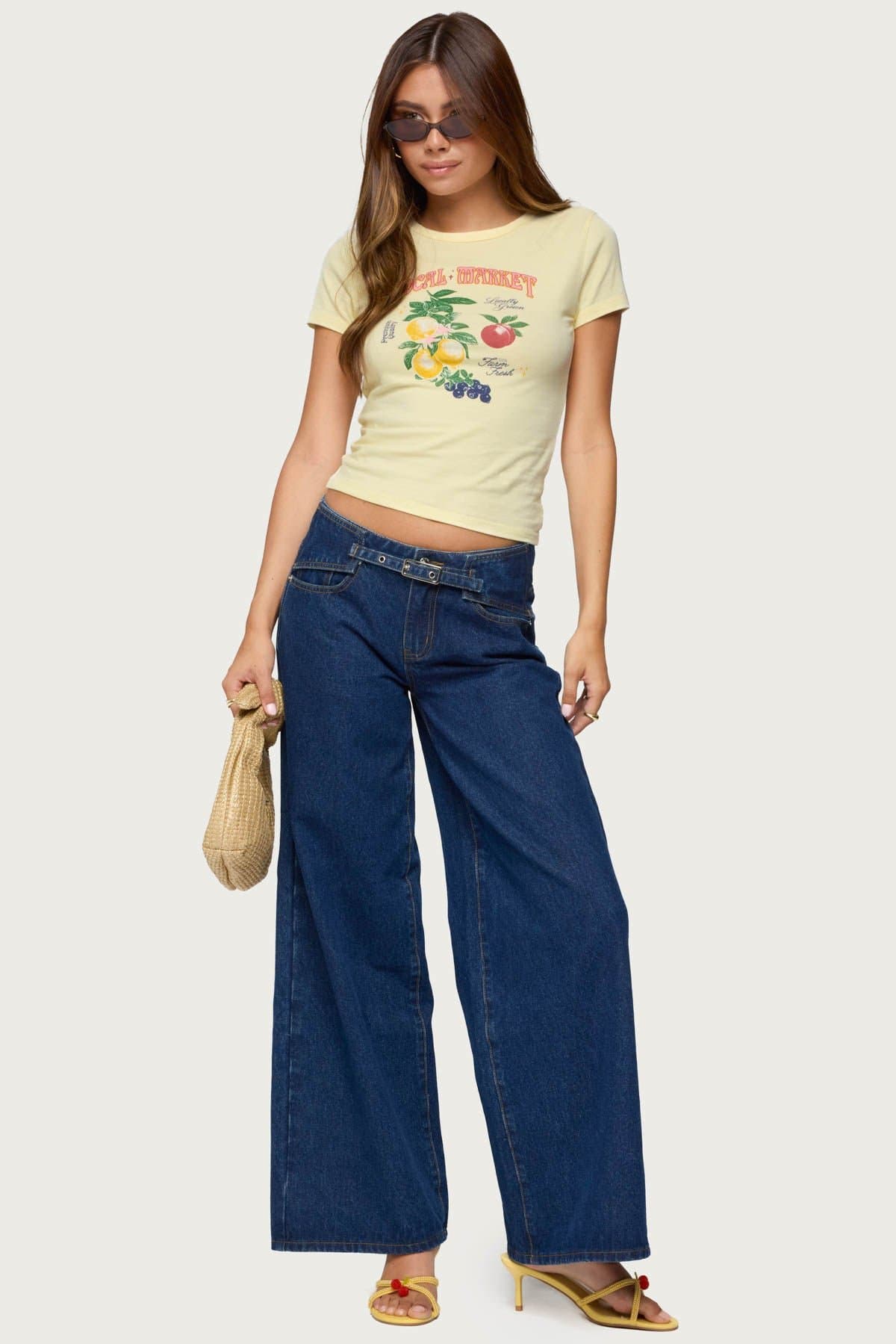 Local Market Fruit Graphic Print T-Shirt - Cotton Spandex Unisex