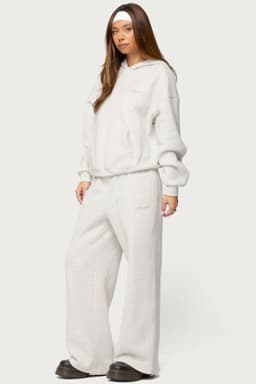 Basic Girl Wide Leg Edikted Sweatpants - Polyester Cotton Embroidered Text