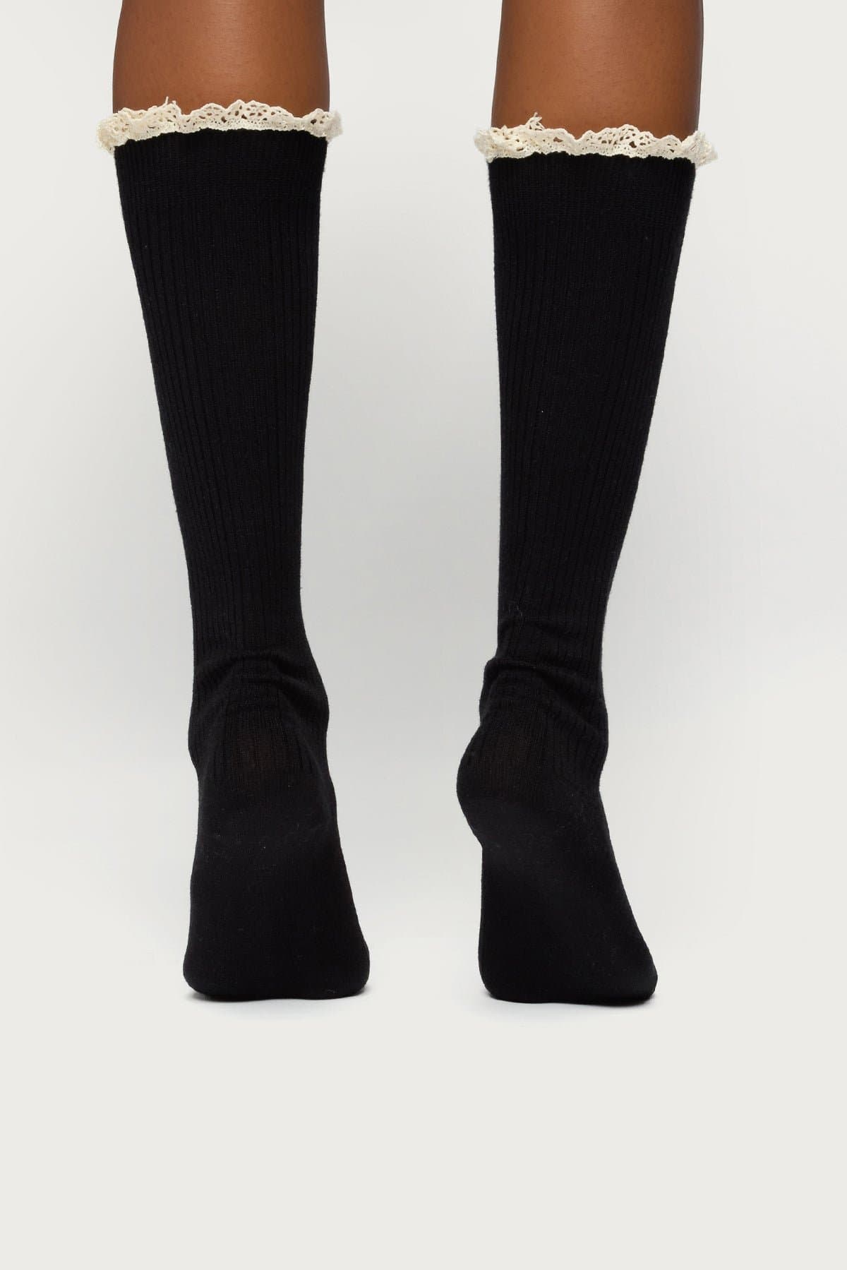 Lacey Ruffle Knee High Socks - Acrylic Polyester Nylon Blend 18.5 Inch Length