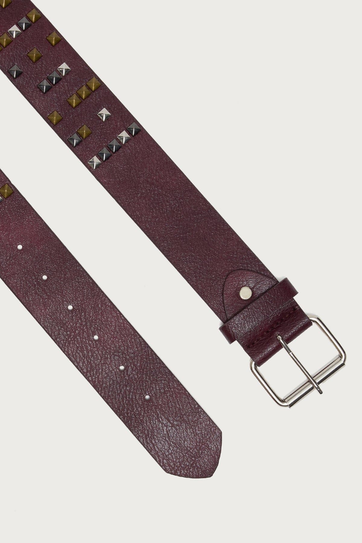 Studded Mixed Tone Belt - Polyurethane 43.7 Inch Length