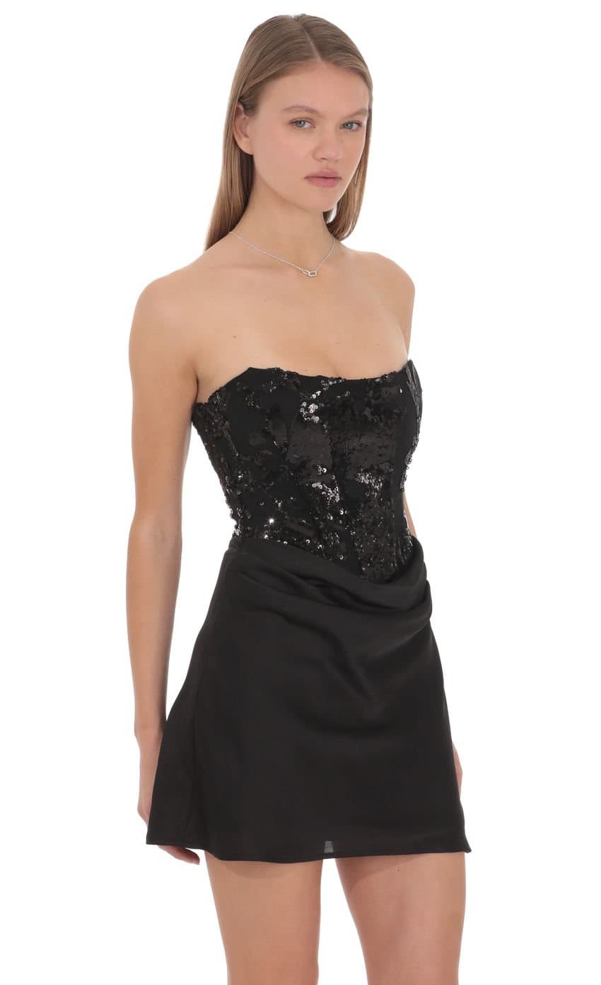 Virelia Corset Mini Dress in Black