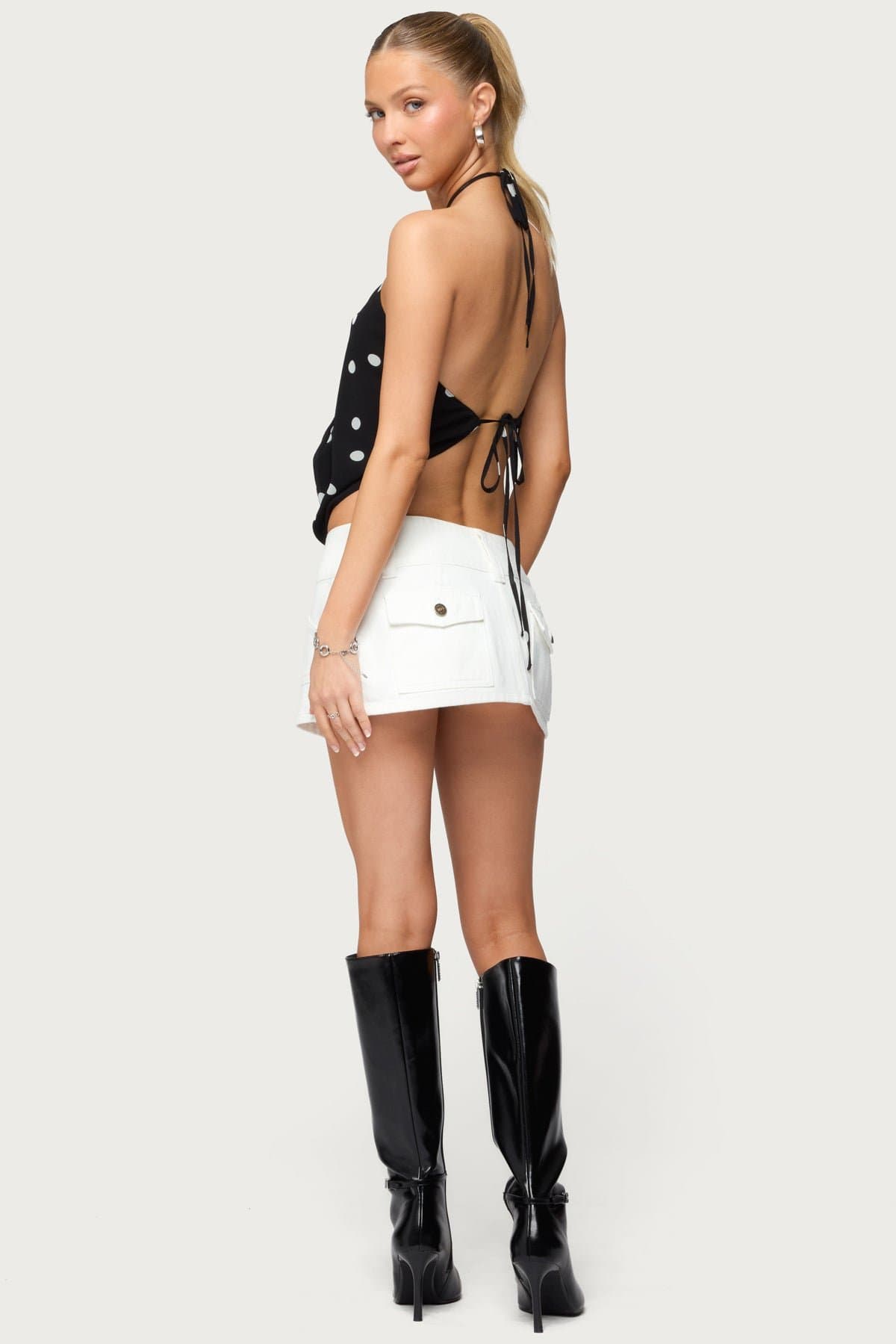 Petite McKinley Denim Mini Skirt - 100% Cotton, Triple Button Closures, Wide Waistband