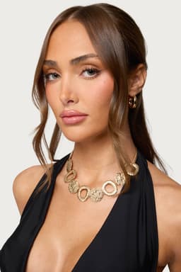Icon Chunky Chain Necklace - Gold Tone Metal 15.8 Inch Length