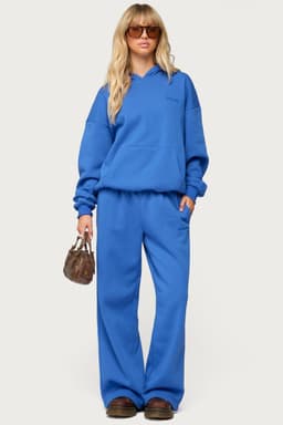 Basic Girl Wide Leg Edikted Sweatpants - Polyester Cotton Embroidered Text