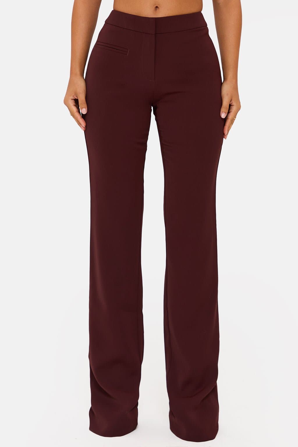 Brown Straight Leg Woven Pants 100% Polyester Functional Fly UK Size 8 87.5cm Inseam