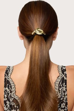 Knotted Hair Tie - Gold Tone Metal Spandex Knot Design 2.8 Inch Length