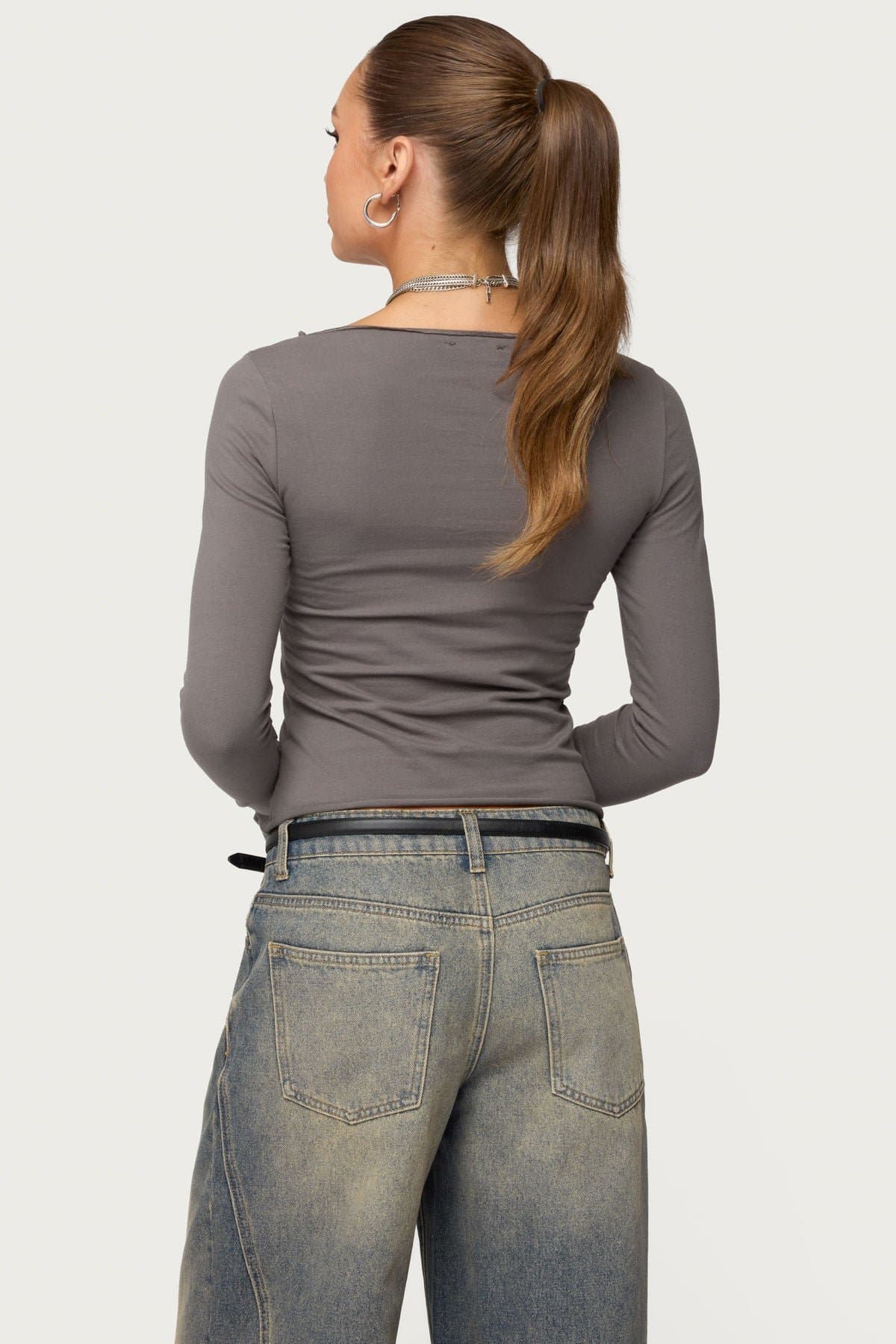 Nico Boat Neck Long Sleeve Top - Cotton Spandex