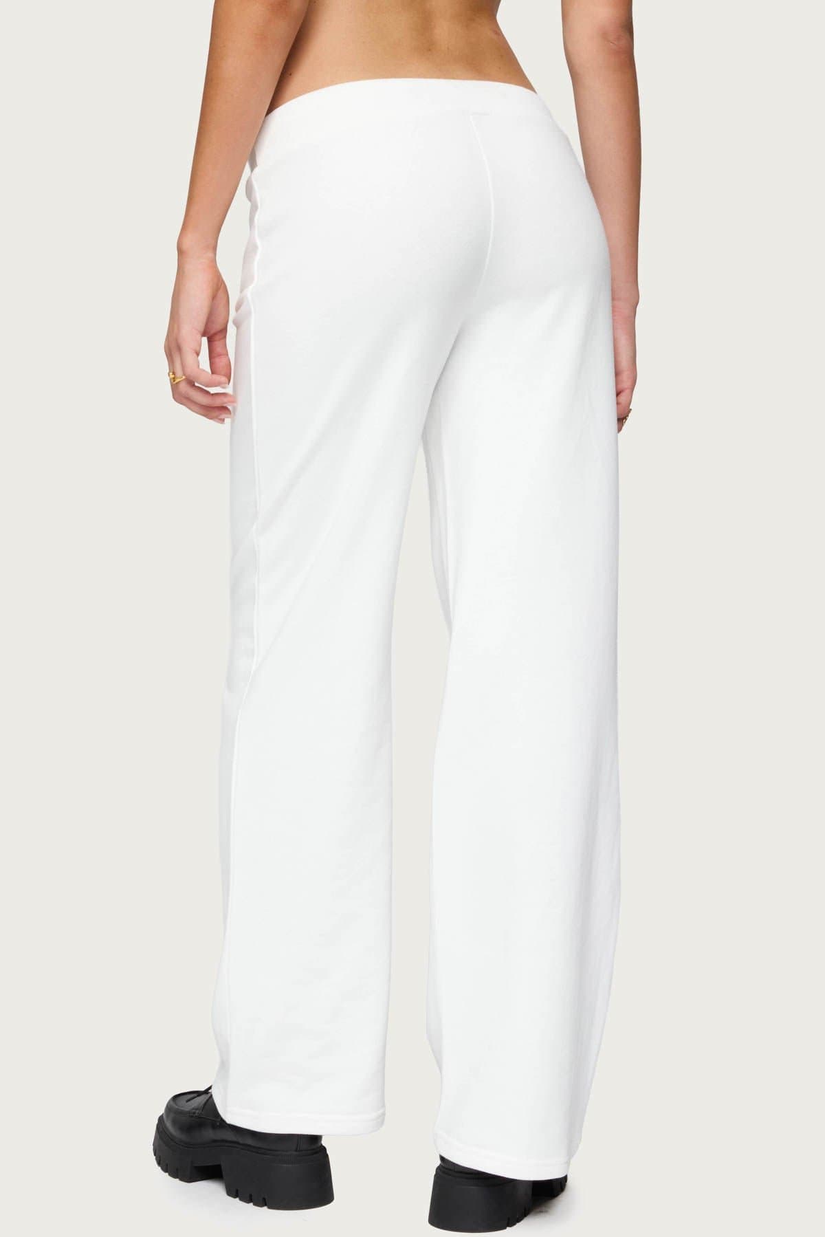 06 Sweatpants Straight Leg Fit Adjustable Tie Waist Embroidered Patch Cotton Polyester