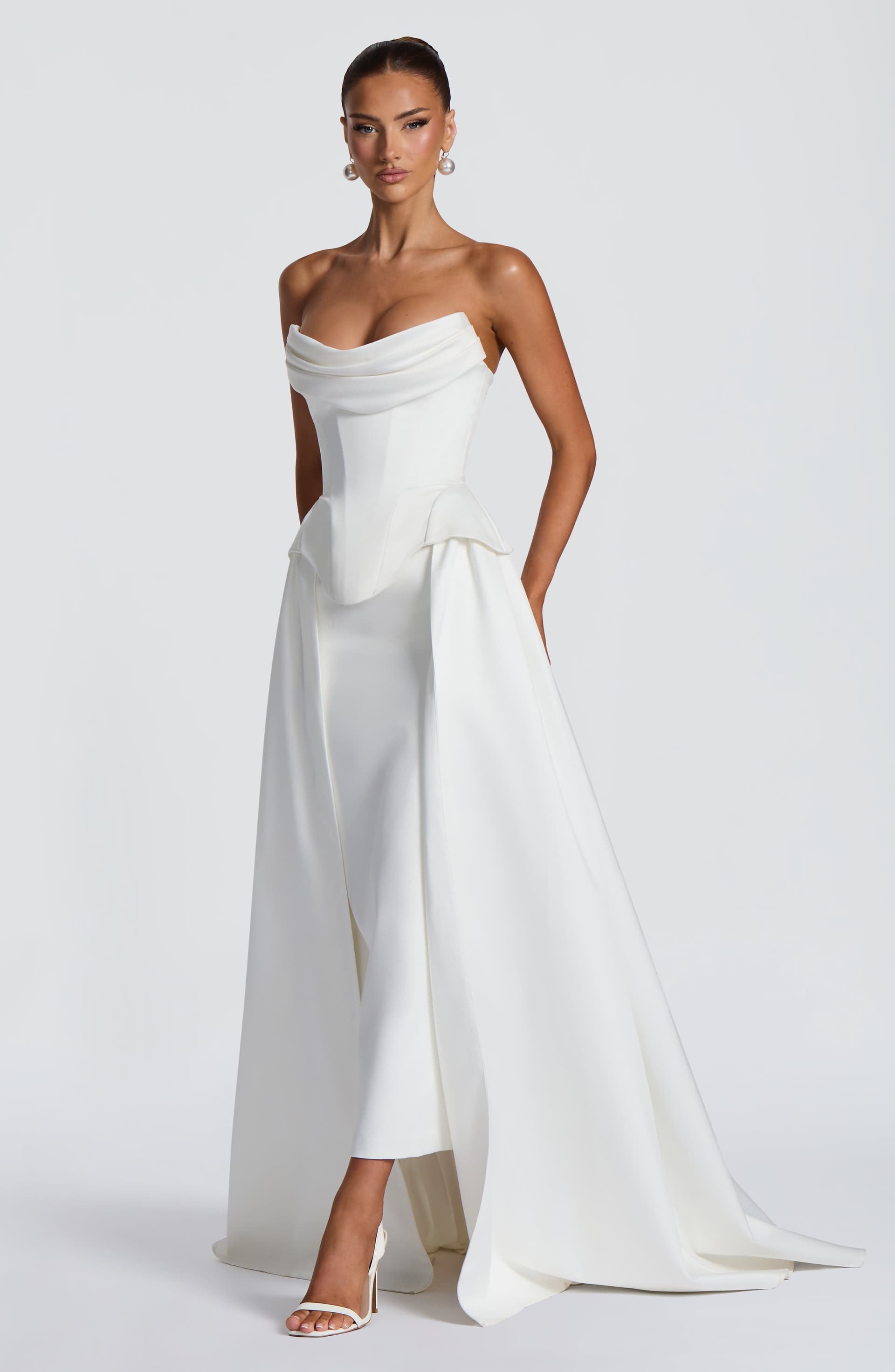 Neri Skirt Train in Ivory Duchess Satin - Detachable Bridal Train