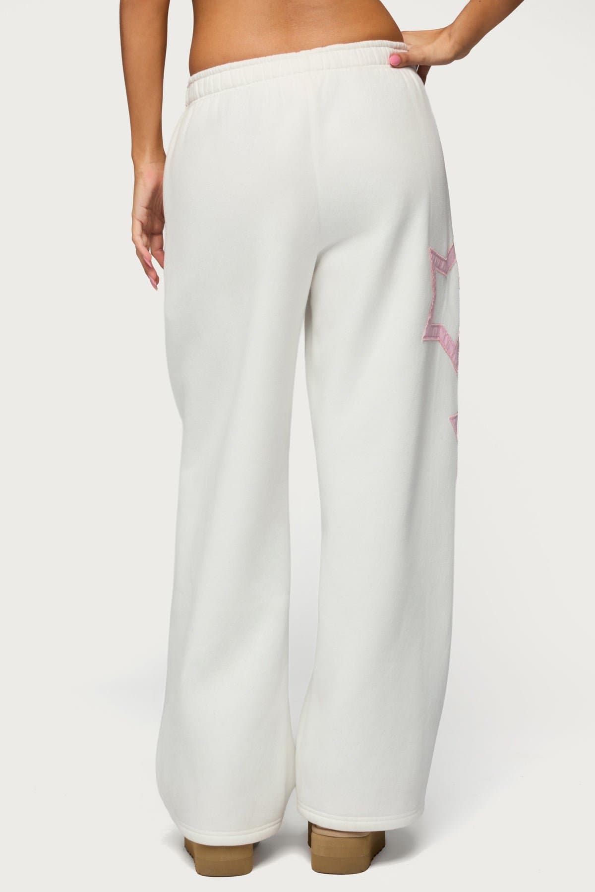 Starly Straight Leg Sweatpants with Star Patches - Polyester Cotton Matching Set