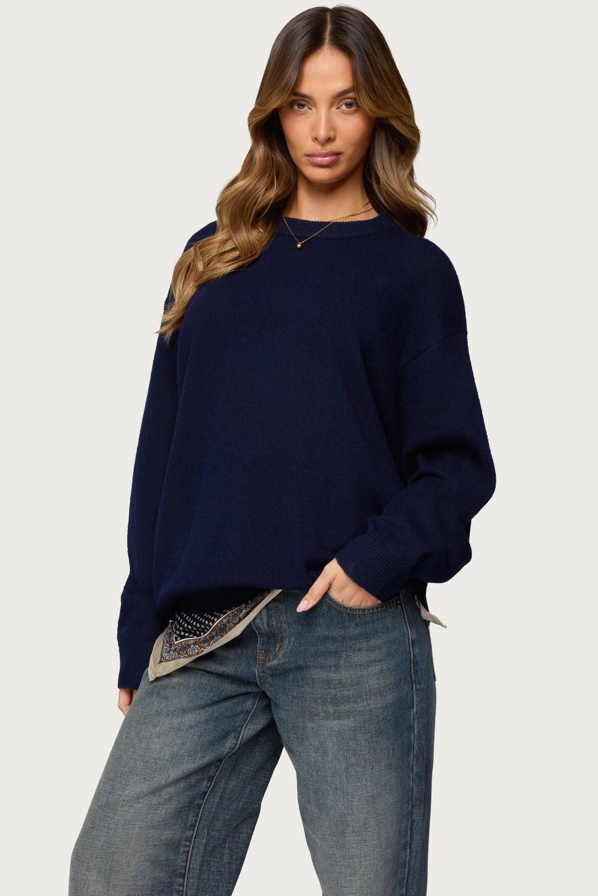 Ximenia Cutout Back Sweater - Polyester Acrylic Spandex Knit Top
