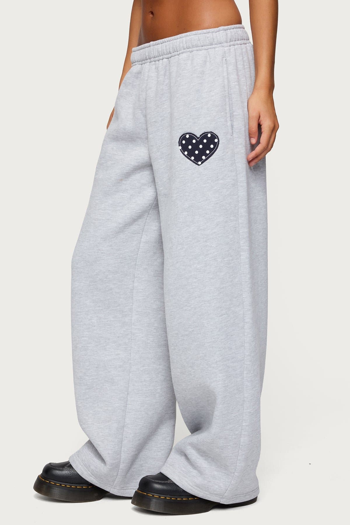 I Heart London Polka Dot Heart Patch Sweatpants - Polyester Cotton