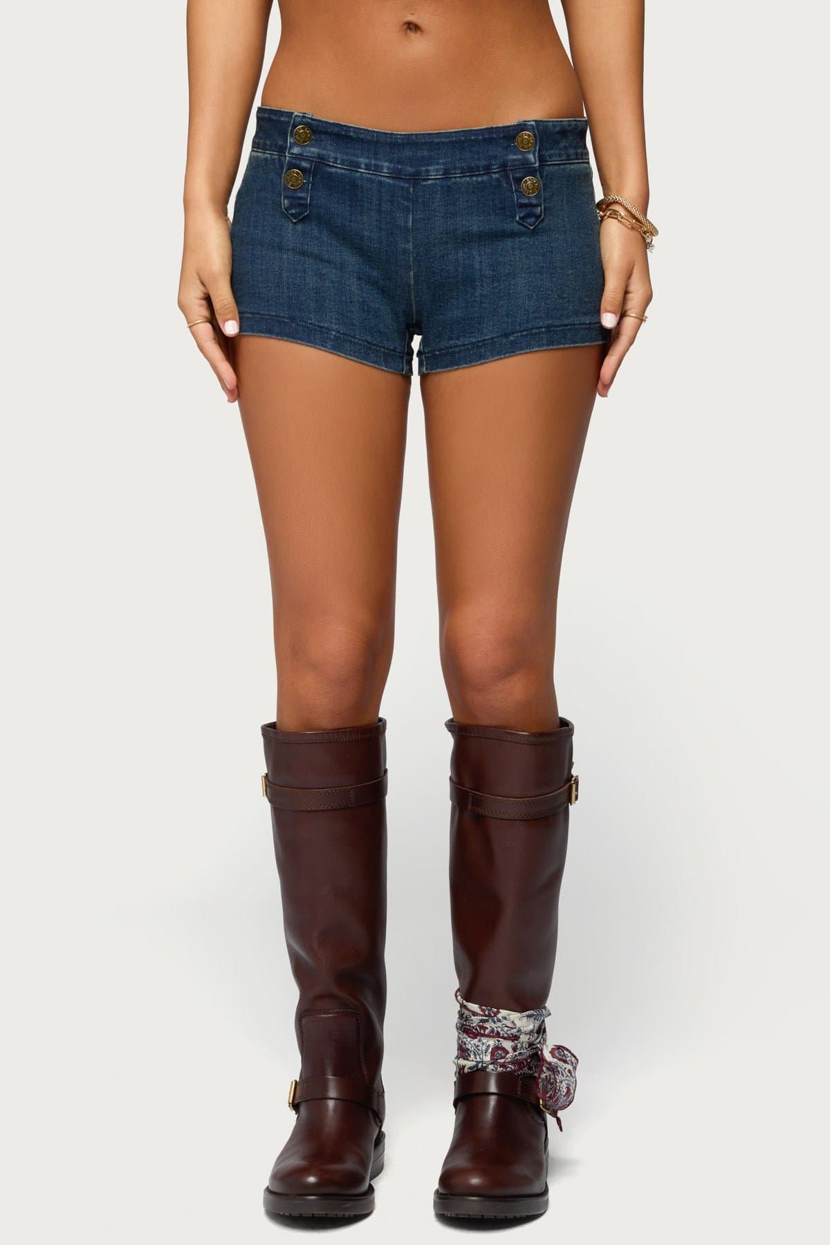 Sashe Stretchy Denim Shorts - Cotton Polyester Spandex, Size S Inseam 2in