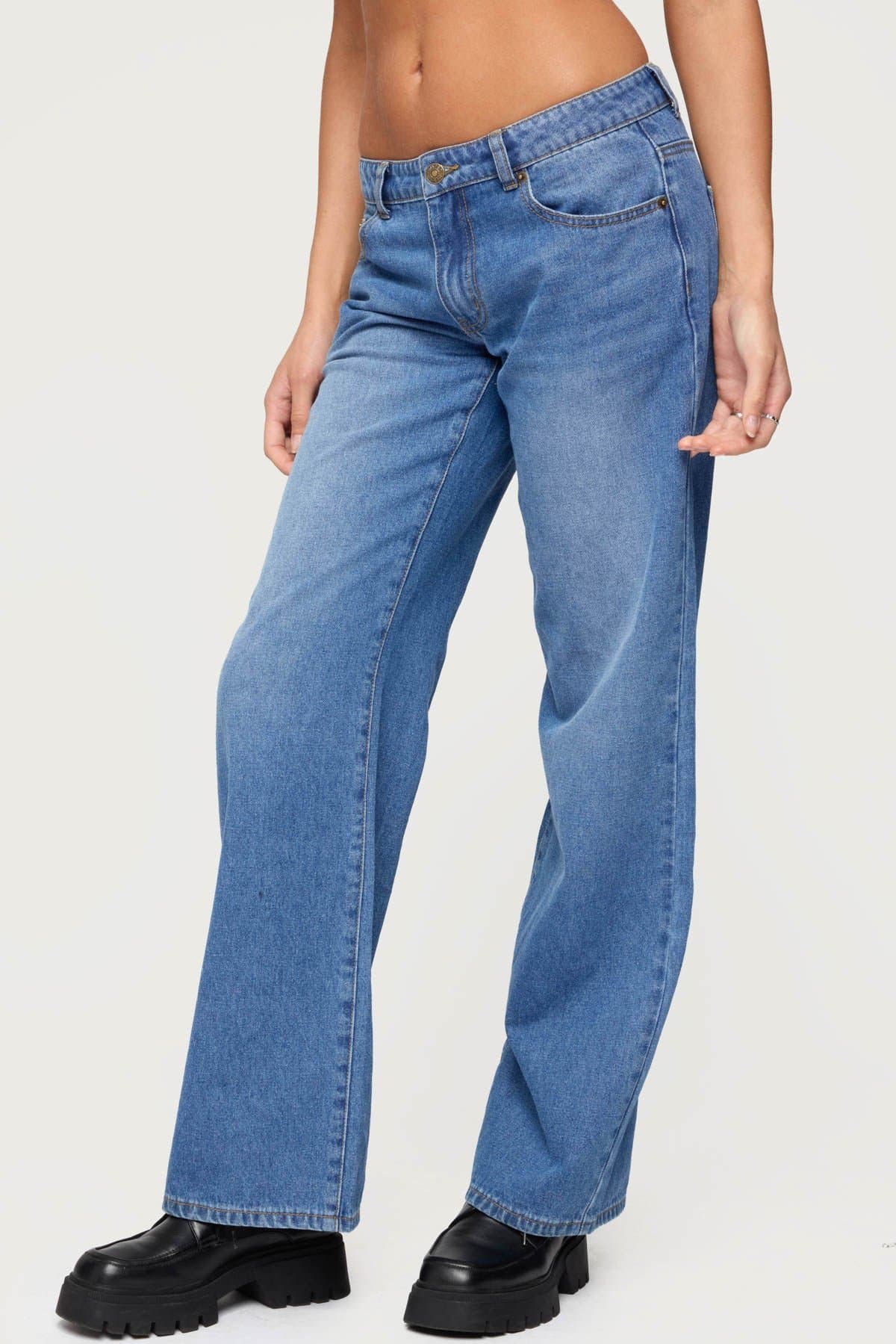 Nikoletta Low Rise Straight Leg Jeans 100% Cotton Rigid Denim