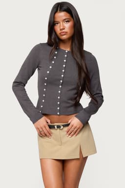 Hestia Button Up Knit Cardigan - Rayon Polyester Nylon Women's Sweater