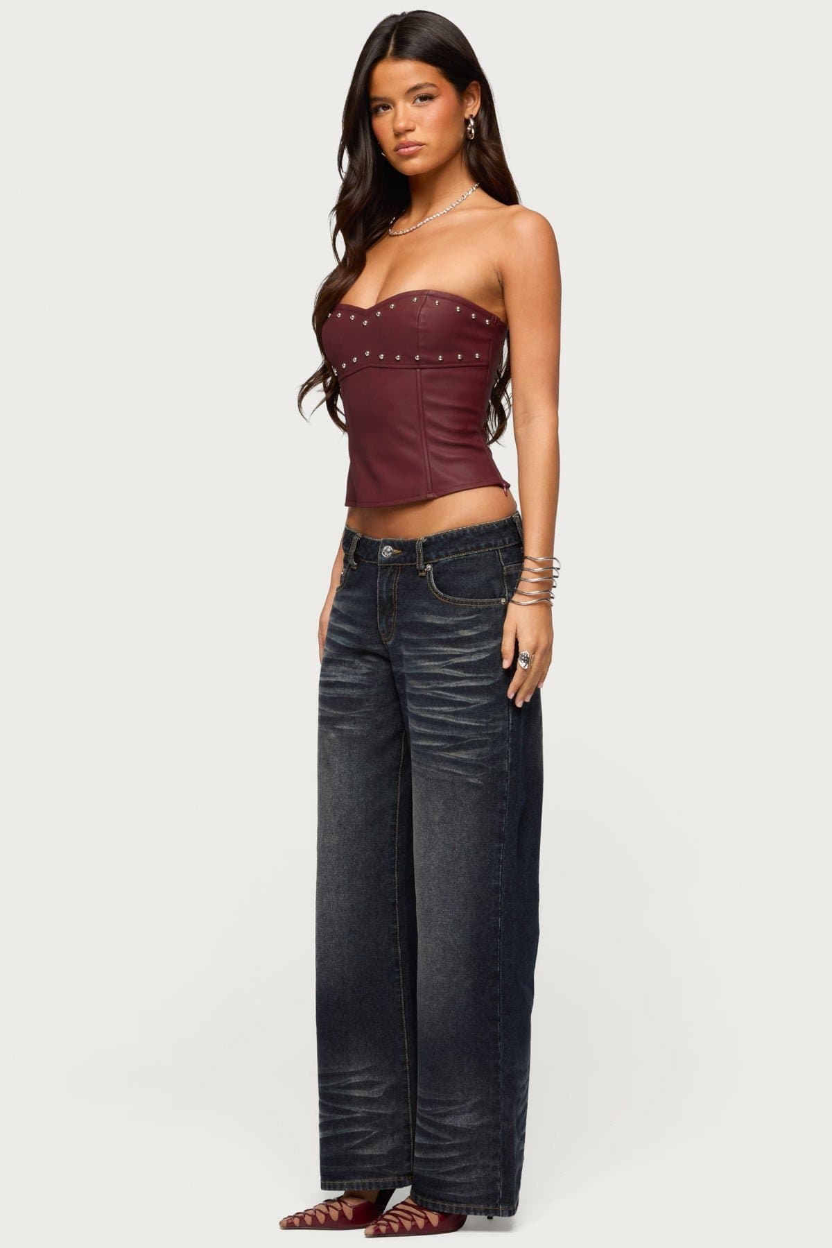 Magda Acid Wash Low Rise Baggy Jeans 100% Cotton Rigid Denim Size S Inseam 31.3"