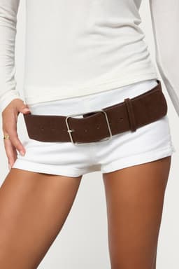 Chunky Faux Suede Belt - Polyester Rayon Polyurethane 42.5 Inch Length