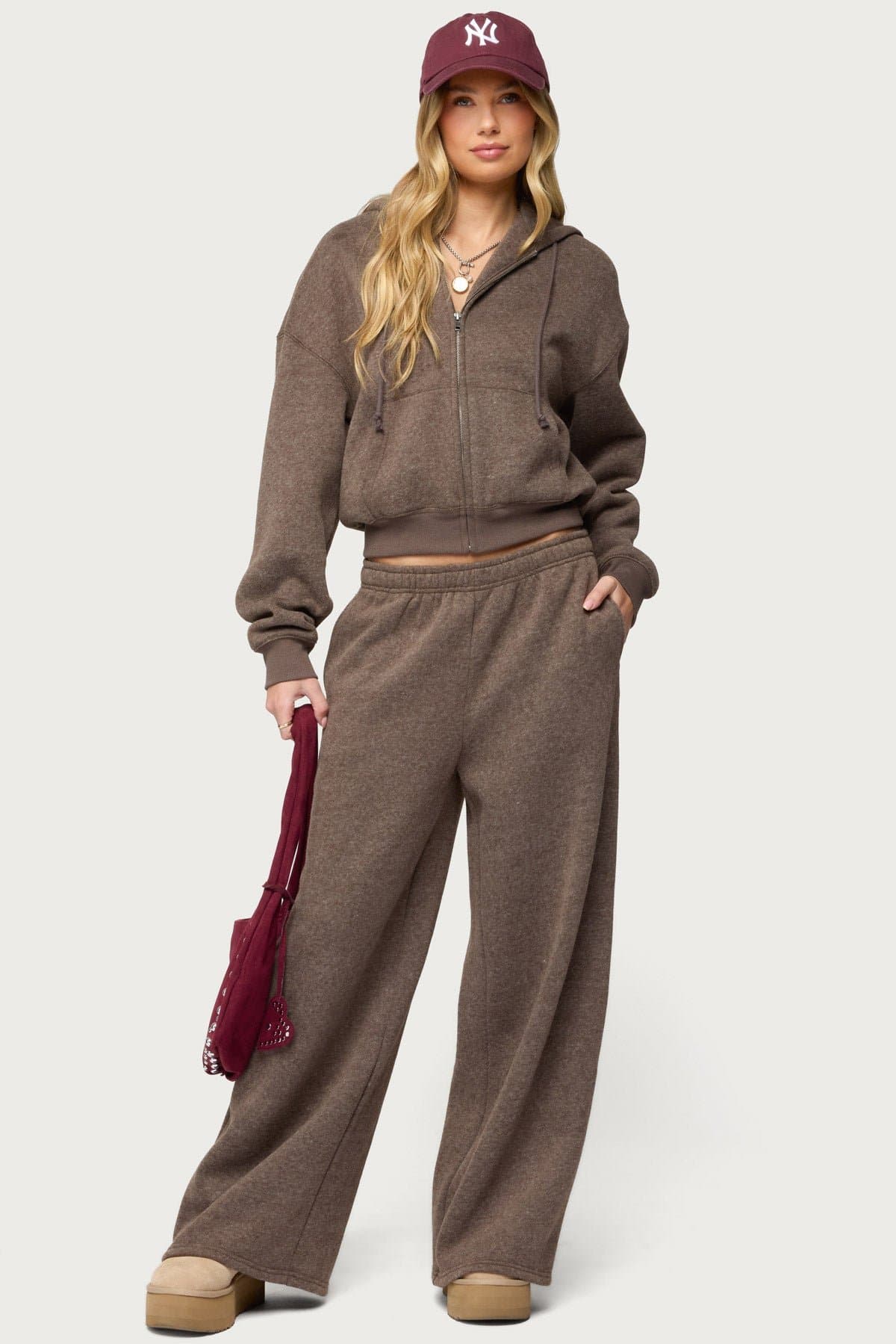 Laulie Zip Up Hoodie - Polyester Cotton Blend Matching Set