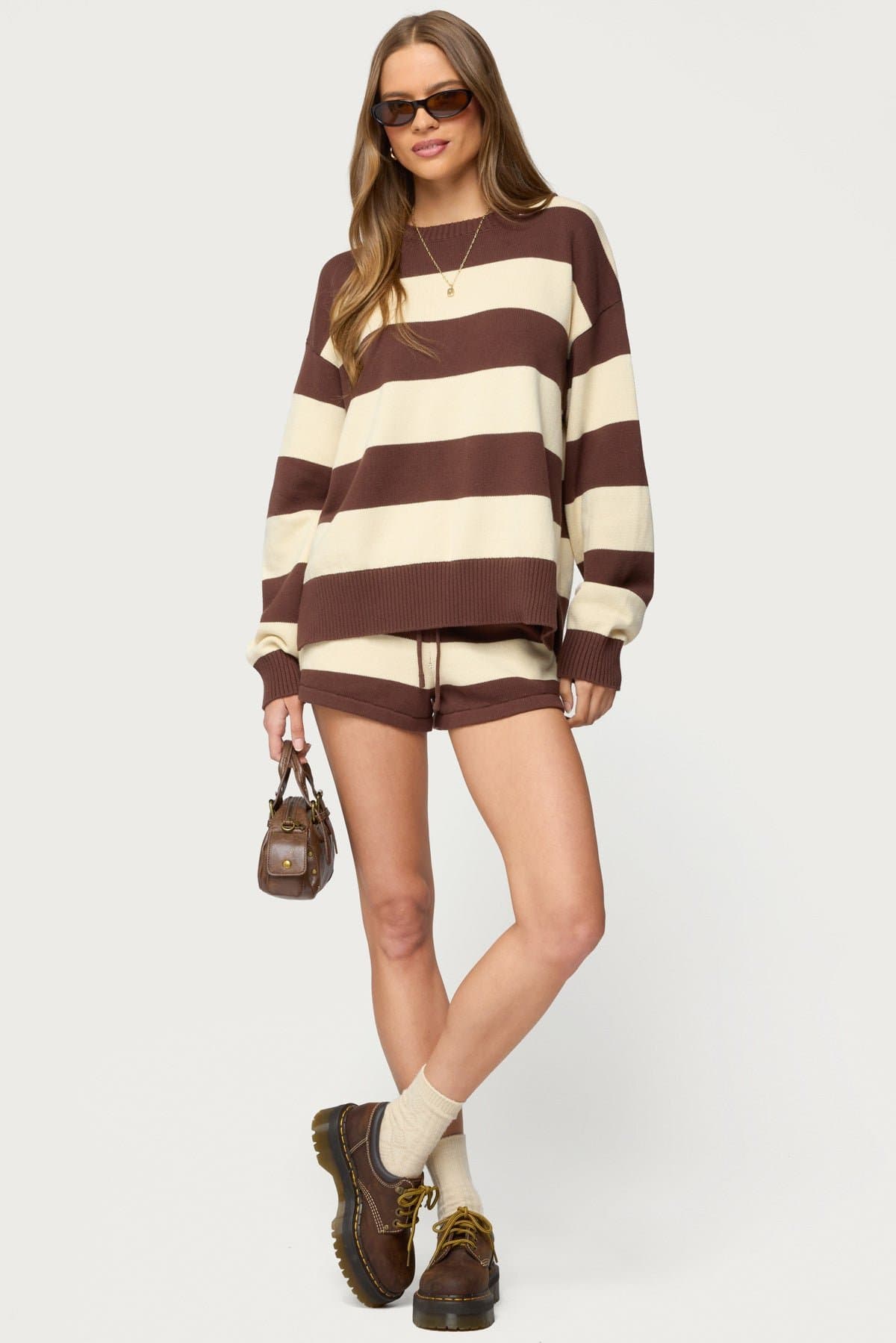 Riley Oversized Striped Sweater 100% Cotton Knit Matching Set