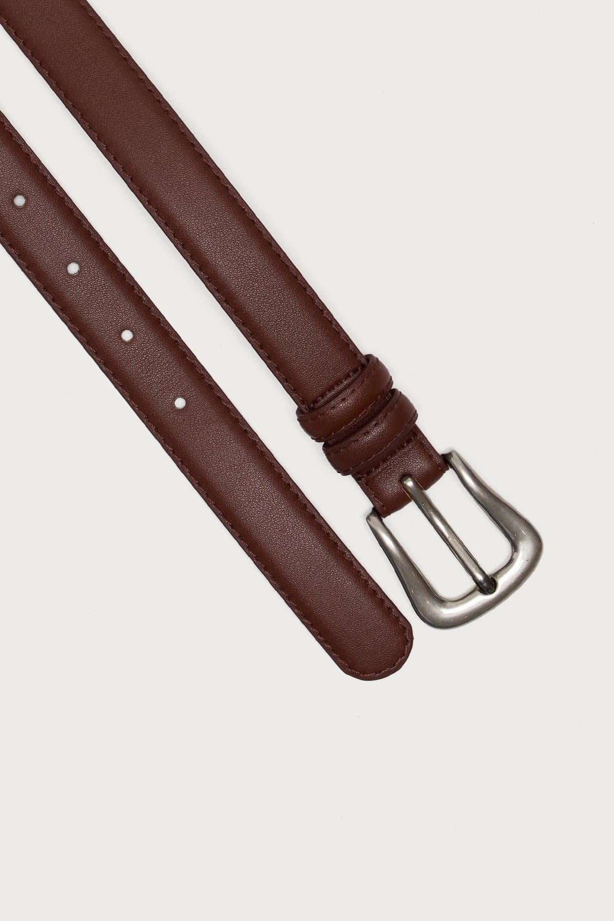 Back To Basics Faux Leather Belt with Silver Tone Buckle 40.2 Inch Length