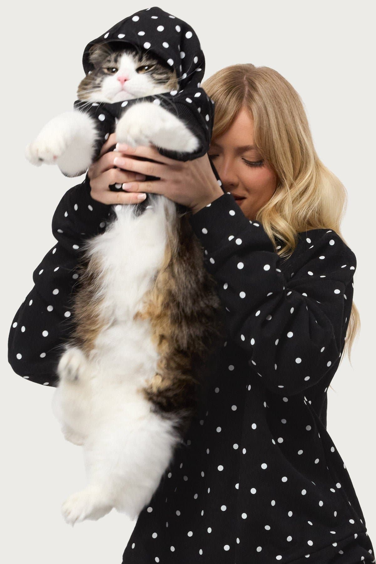 Chelsie Polka Dot Pet Hoodie - Edikted Graphic Polyester Cotton Rayon