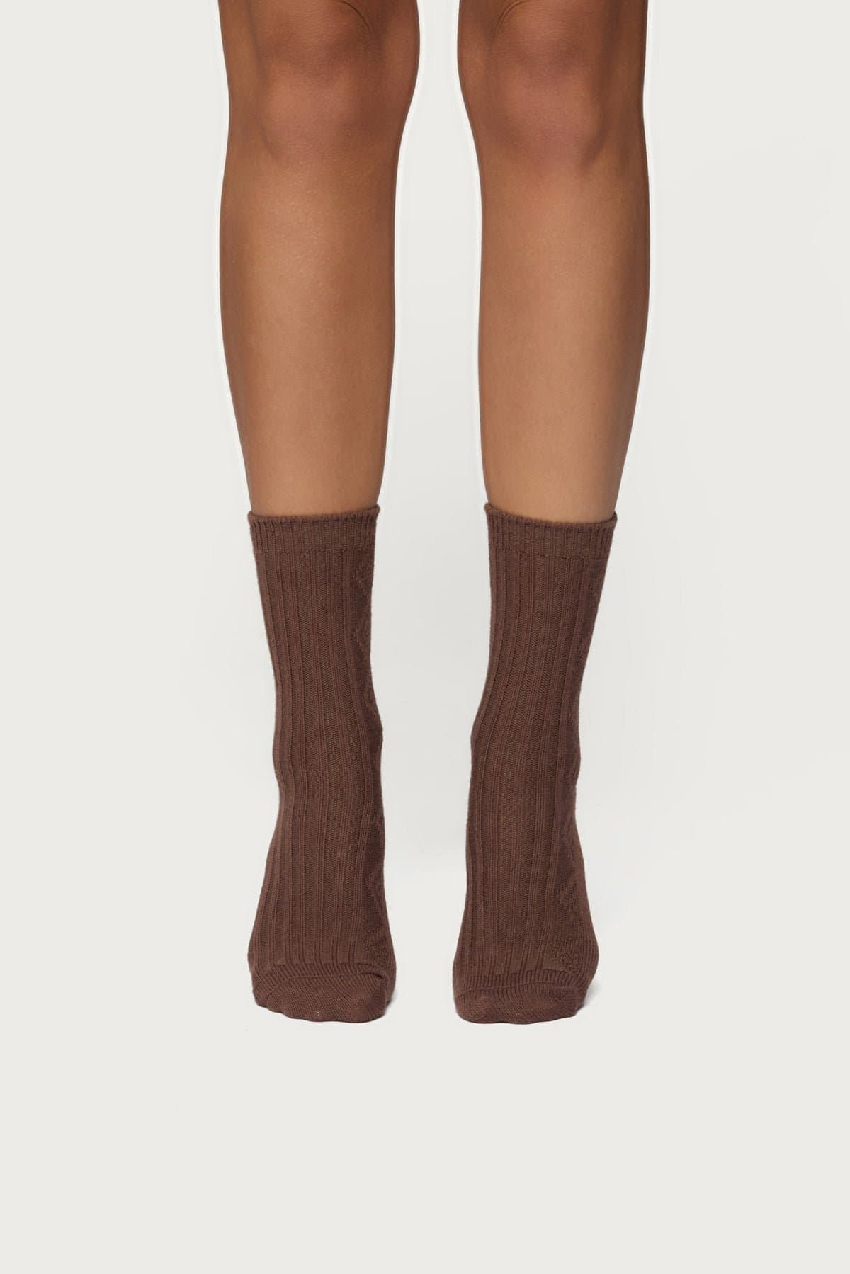 Cozy Diamond Knit Socks - Cotton Polyester Spandex Blend, 13 Inch Length